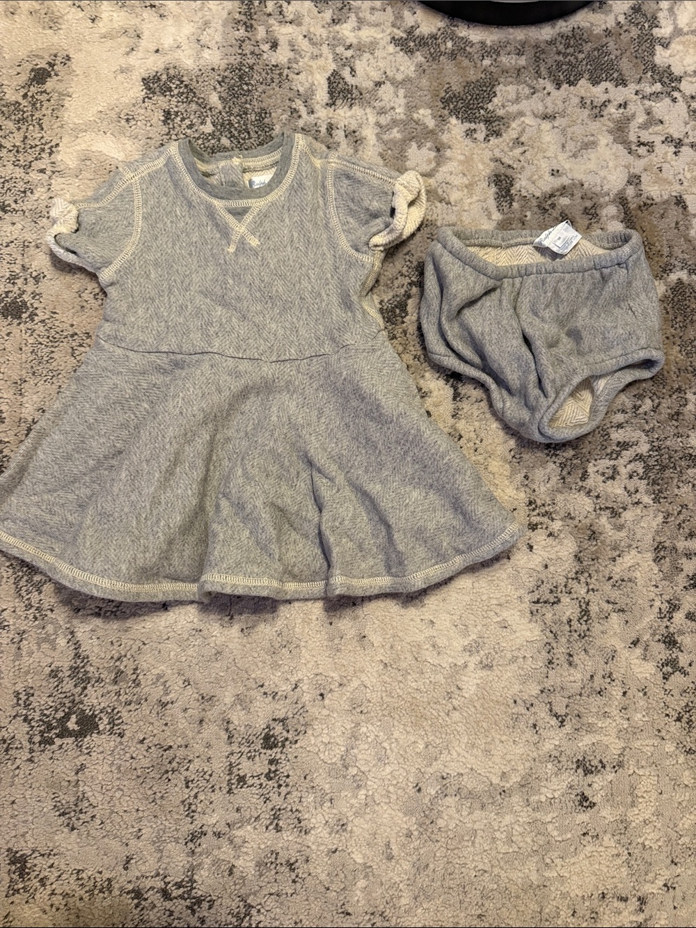 Ralph Lauren Heather Gray Baby Dress with Matching Bloomers